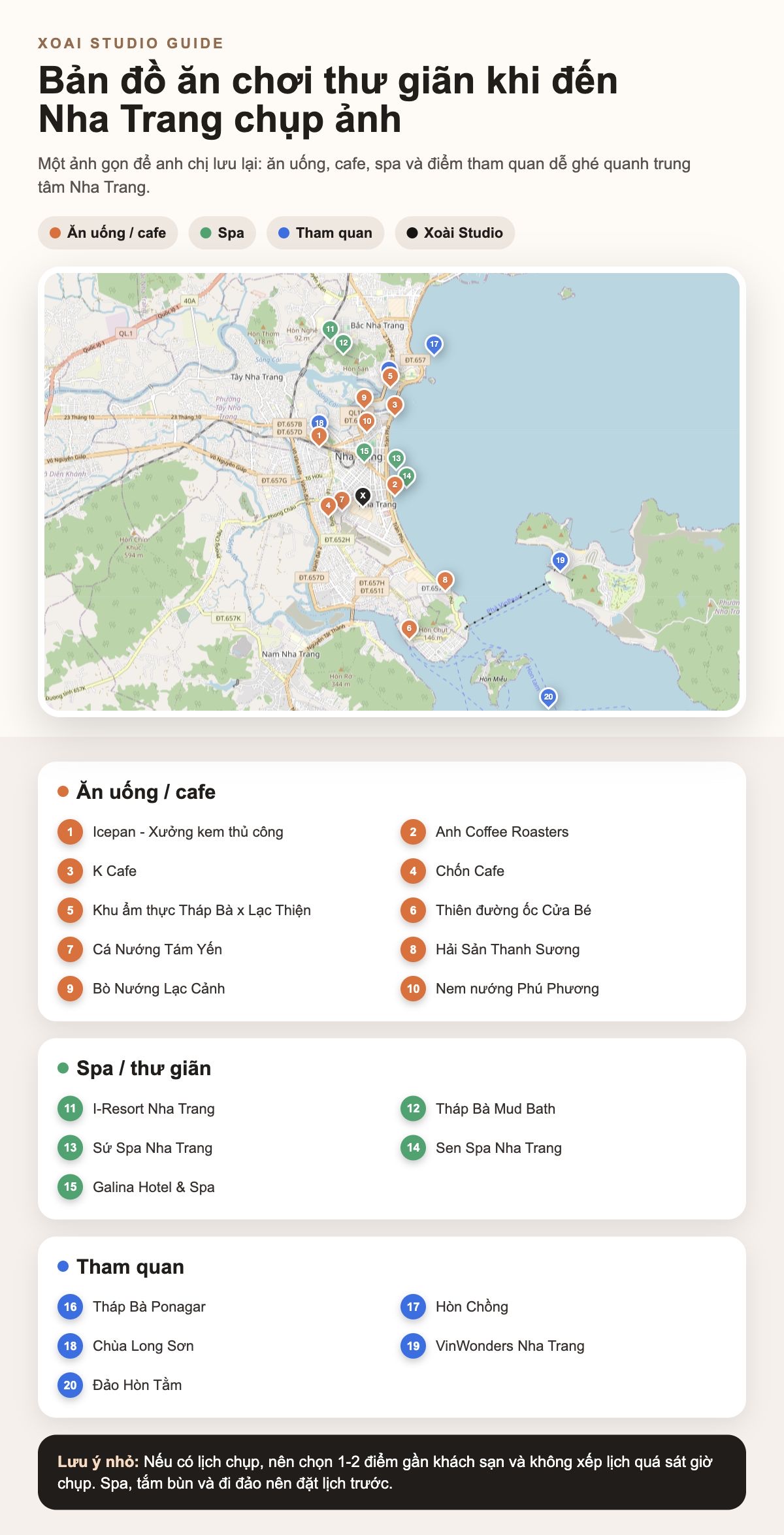 Đi Nha Trang chụp ảnh ở Xoài: ăn gì, chơi đâu, thư giãn chỗ nào? nha trang xoai studio map