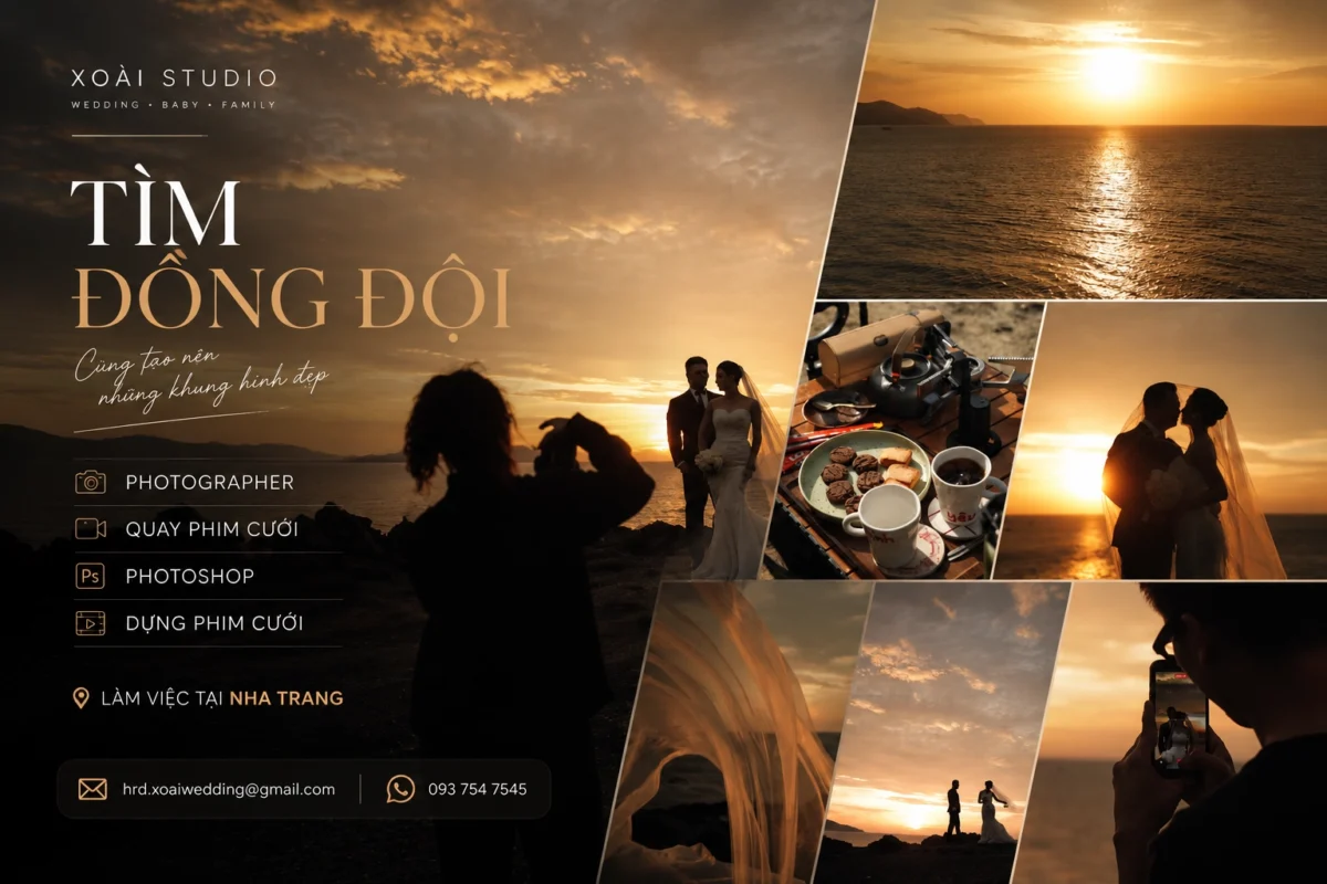 Chụp Ảnh Cưới Nha Trang Tuyển dụng Photographer, Quay phim cưới, Photoshop và Dựng phim cưới tại Nha Trang